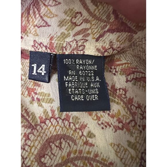 Vintage Burberrys Women's Paisley Brown Sheer 14 Button Down Shirt Corpcore boho - Picture 4 of 8